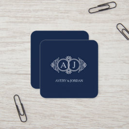 Tarjeta De Visita Cuadrada Monogram initials wedding  frame minimal design 