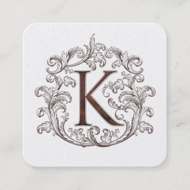 Tarjeta De Visita Cuadrada Monogram K Square Calling Card (Anverso)