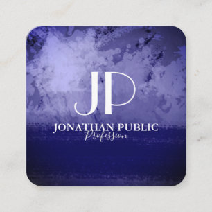 Tarjeta De Visita Cuadrada Monograma abstracto azul de moda elegante