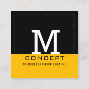 Tarjeta De Visita Cuadrada Monograma Amber Black Profesional Moderno