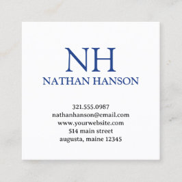 Tarjeta De Visita Cuadrada Monograma azul simple moderno