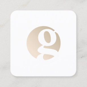 Tarjeta De Visita Cuadrada Monograma blanco dorado mínimo moderno