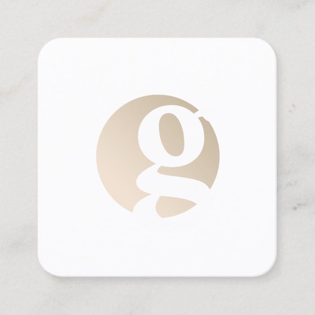 Tarjeta De Visita Cuadrada Monograma blanco dorado mínimo moderno (Anverso)