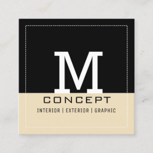 Tarjeta De Visita Cuadrada Monograma blanco holandés negro profesional modern