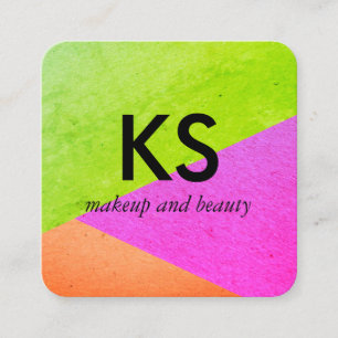 Tarjeta De Visita Cuadrada Monograma Bloques de color brillante moderno