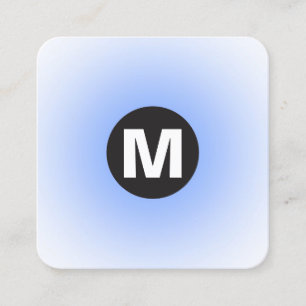 Tarjeta De Visita Cuadrada Monograma cilíndrico - Gradiente - Azul y WW bebé