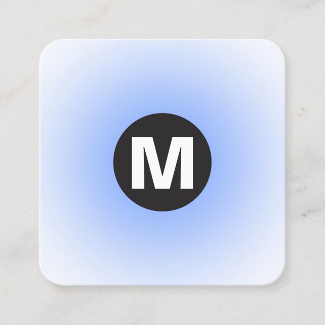 Tarjeta De Visita Cuadrada Monograma cilíndrico - Gradiente - Azul y WW bebé (Anverso)