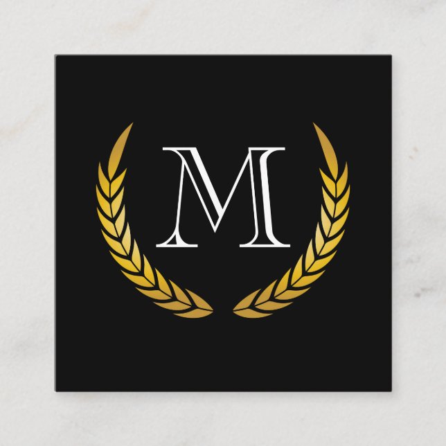 Tarjeta De Visita Cuadrada Monograma clásico con elementos decorativos de Mod (Anverso)