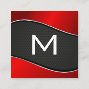 Tarjeta De Visita Cuadrada Monograma clásico   Malla de fondo rojo degradado