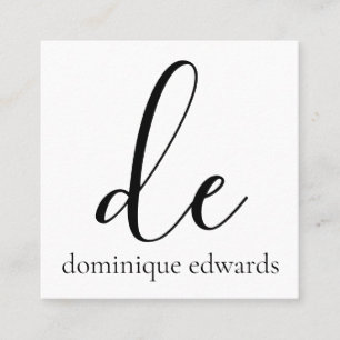 Tarjeta De Visita Cuadrada Monograma Código QR Belleza Blanca Negra Moderna