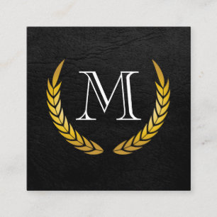 Tarjeta De Visita Cuadrada Monograma con cuero falso de Luxe Elements