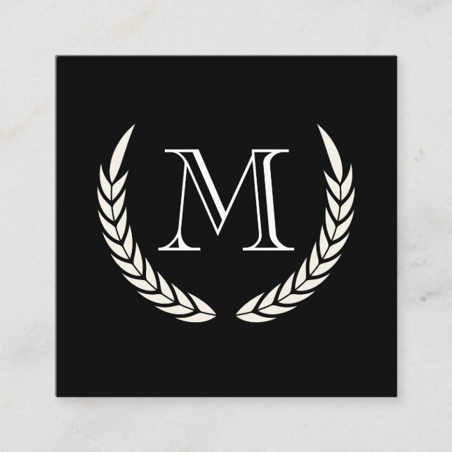 Tarjeta De Visita Cuadrada Monograma con elementos (Anverso)