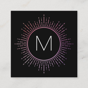 Tarjeta De Visita Cuadrada Monograma con elementos de imitación de oro falso