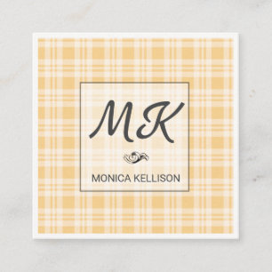 Tarjeta De Visita Cuadrada Monograma con patrón Flannel