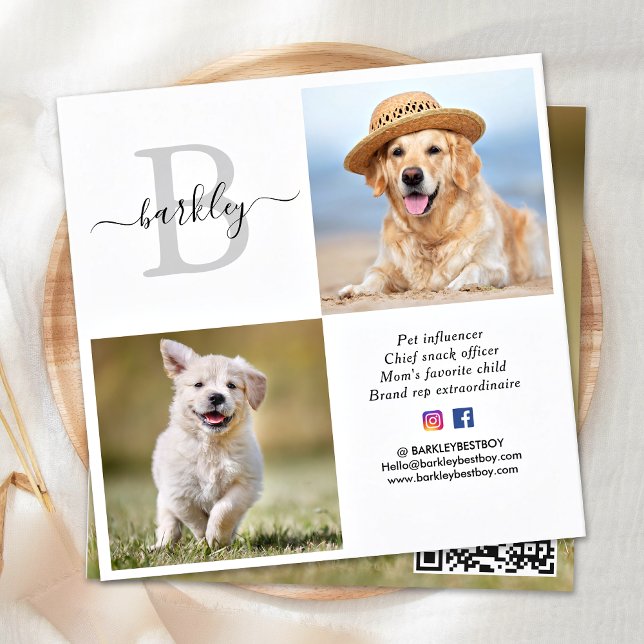 Tarjeta De Visita Cuadrada Monograma de código QR de medios sociales personal (Subido por el creador)