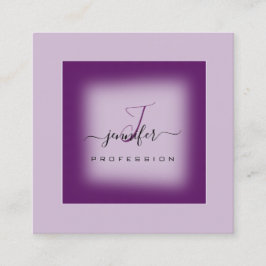 Tarjeta De Visita Cuadrada Monograma de maquillaje de lavanda morada Logotipo