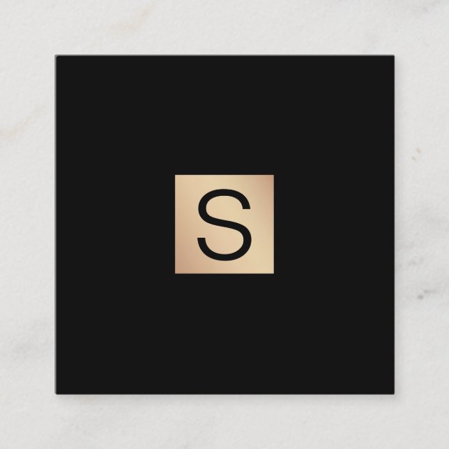 Tarjeta De Visita Cuadrada Monograma de oro de lujo moderno (Anverso)