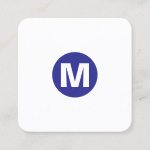 Tarjeta De Visita Cuadrada Monograma de punto circular - Azul