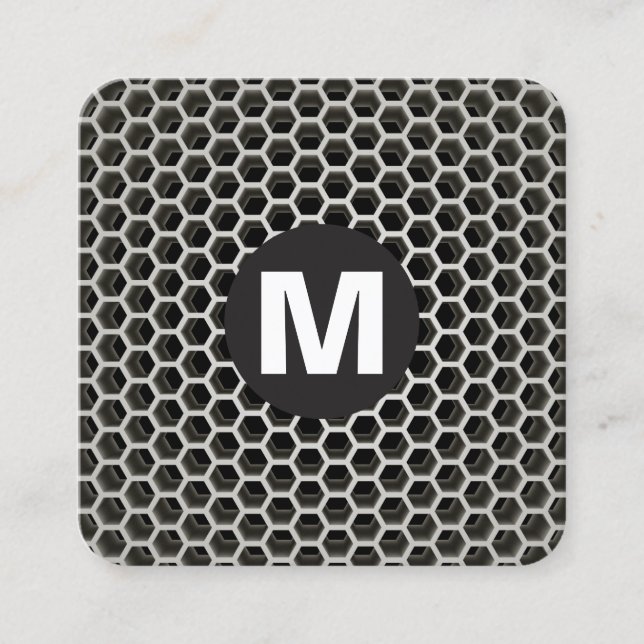 Tarjeta De Visita Cuadrada Monograma de punto circular - Calor de abeja (Anverso)