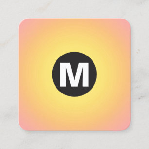 Tarjeta De Visita Cuadrada Monograma de punto circular - Gradiente - Amarillo