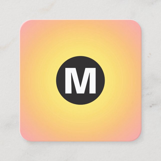 Tarjeta De Visita Cuadrada Monograma de punto circular - Gradiente - Amarillo (Anverso)
