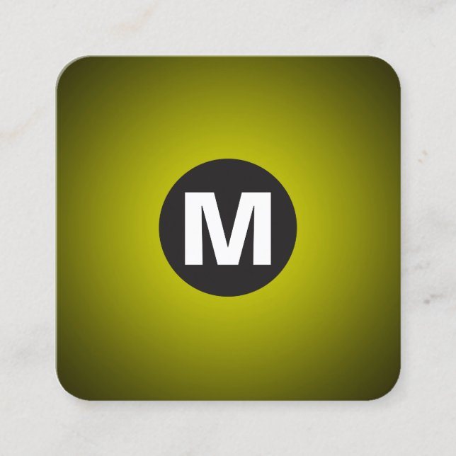 Tarjeta De Visita Cuadrada Monograma de punto circular - Gradiente - Amarillo (Anverso)