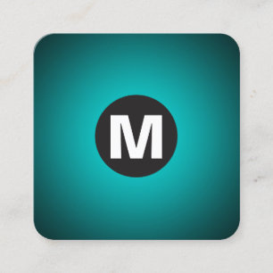 Tarjeta De Visita Cuadrada Monograma de punto circular - Gradiente - de cian 