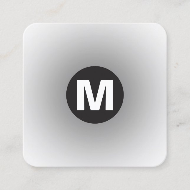 Tarjeta De Visita Cuadrada Monograma de punto circular - Gradiente - de gris  (Anverso)