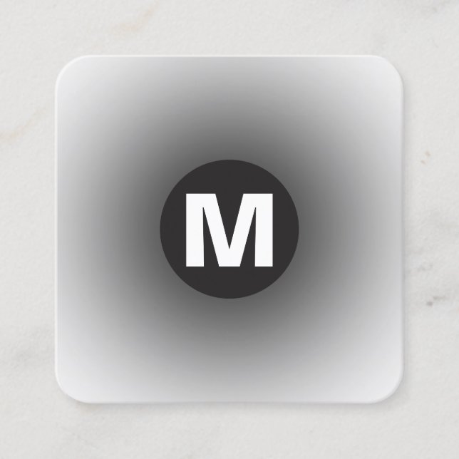 Tarjeta De Visita Cuadrada Monograma de punto circular - Gradiente - de negro (Anverso)