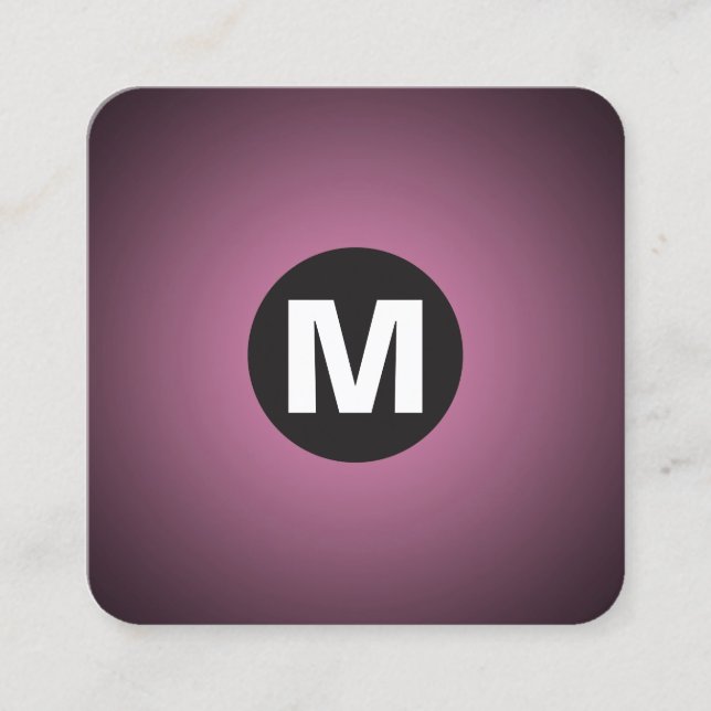 Tarjeta De Visita Cuadrada Monograma de punto circular - Gradiente - de rosa  (Anverso)