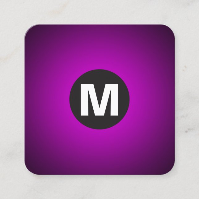 Tarjeta De Visita Cuadrada Monograma de punto circular - Gradiente - Magenta  (Anverso)