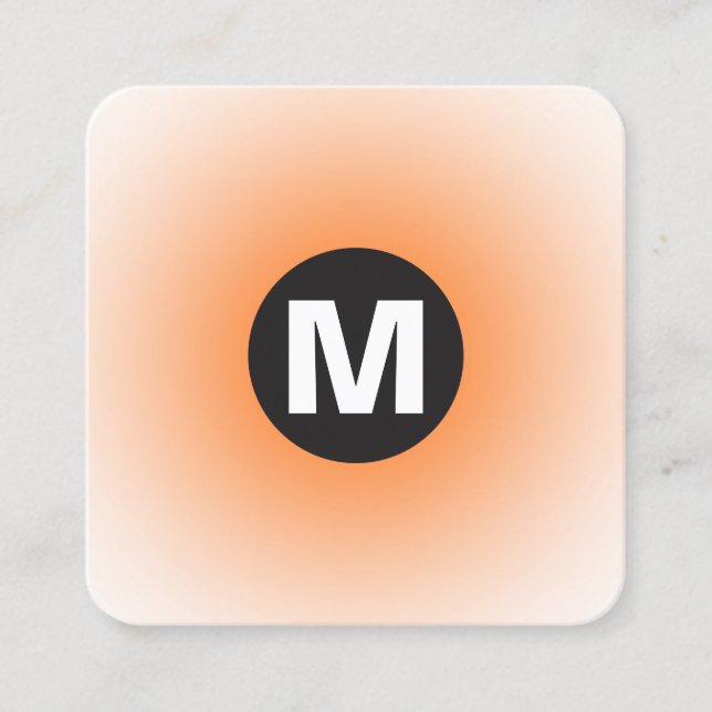 Tarjeta De Visita Cuadrada Monograma de punto circular - Gradiente - Naranja  (Anverso)