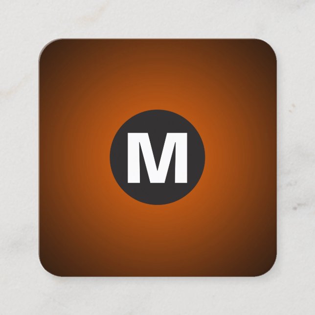Tarjeta De Visita Cuadrada Monograma de punto circular - Gradiente - Naranja  (Anverso)