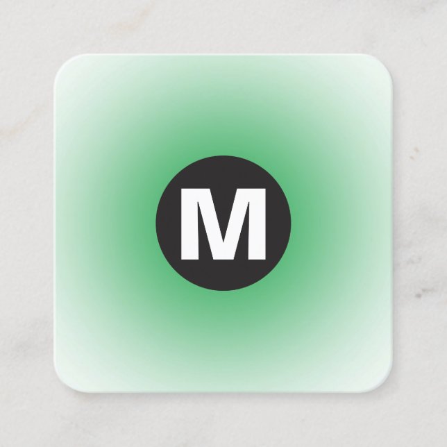 Tarjeta De Visita Cuadrada Monograma de punto circular - Gradiente - Verde de (Anverso)