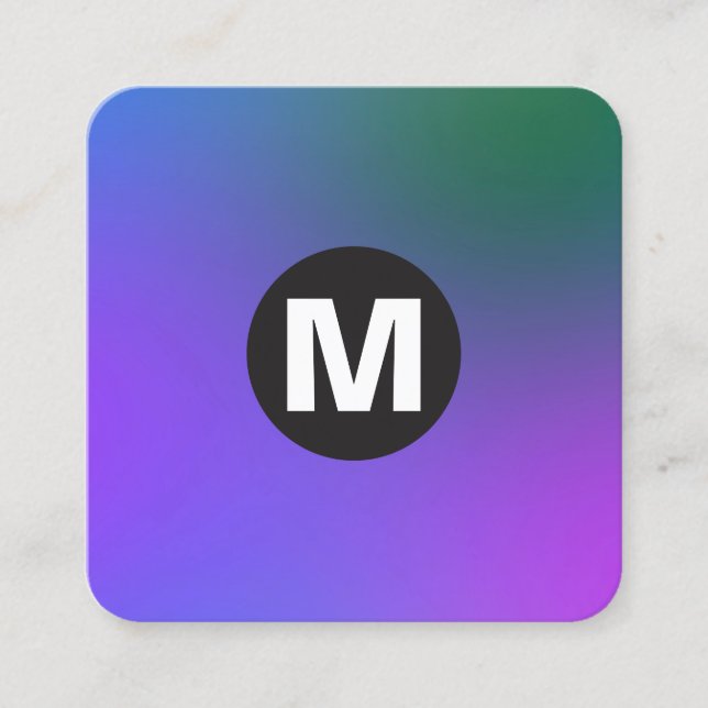 Tarjeta De Visita Cuadrada Monograma de punto circular - Gradientes blandos (Anverso)