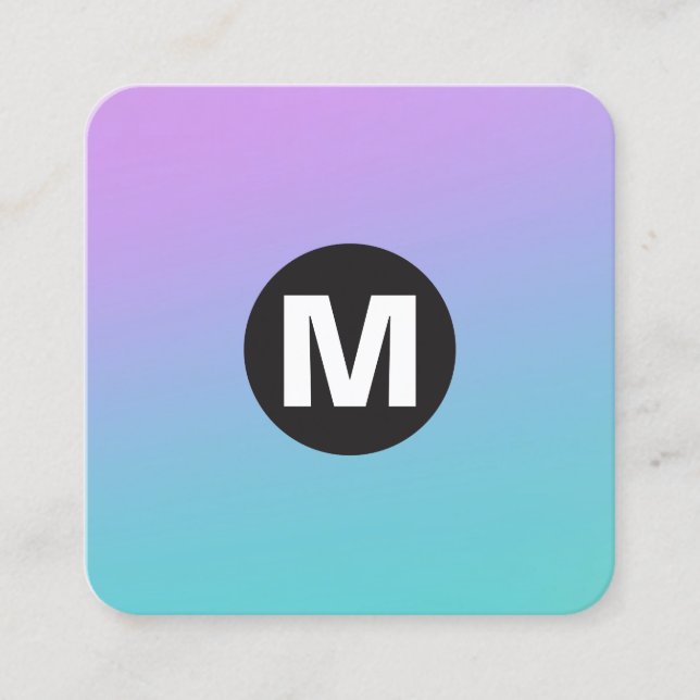 Tarjeta De Visita Cuadrada Monograma de punto circular - Gradientes blandos (Anverso)
