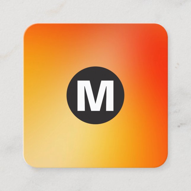 Tarjeta De Visita Cuadrada Monograma de punto circular - Gradientes blandos (Anverso)