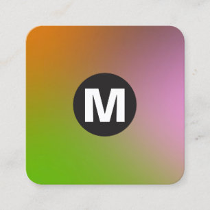 Tarjeta De Visita Cuadrada Monograma de punto circular - Gradientes blandos