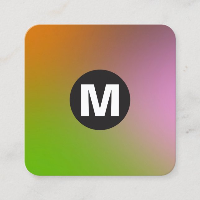 Tarjeta De Visita Cuadrada Monograma de punto circular - Gradientes blandos (Anverso)