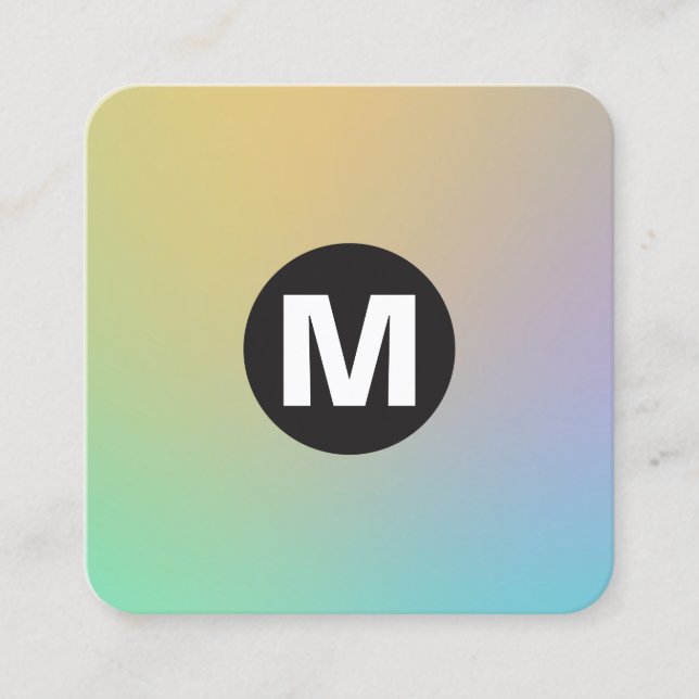 Tarjeta De Visita Cuadrada Monograma de punto circular - Gradientes blandos (Anverso)