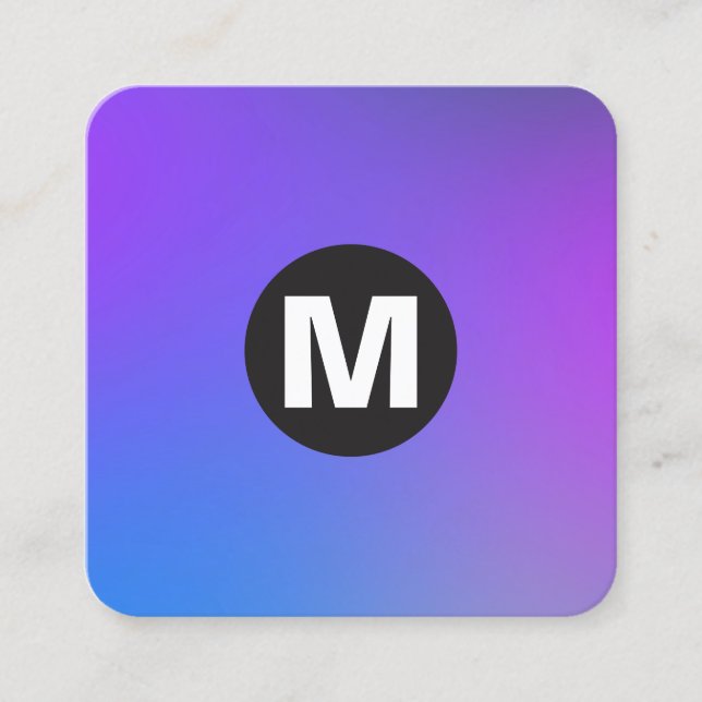 Tarjeta De Visita Cuadrada Monograma de punto circular - Gradientes blandos (Anverso)