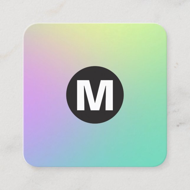 Tarjeta De Visita Cuadrada Monograma de punto circular - Gradientes blandos (Anverso)
