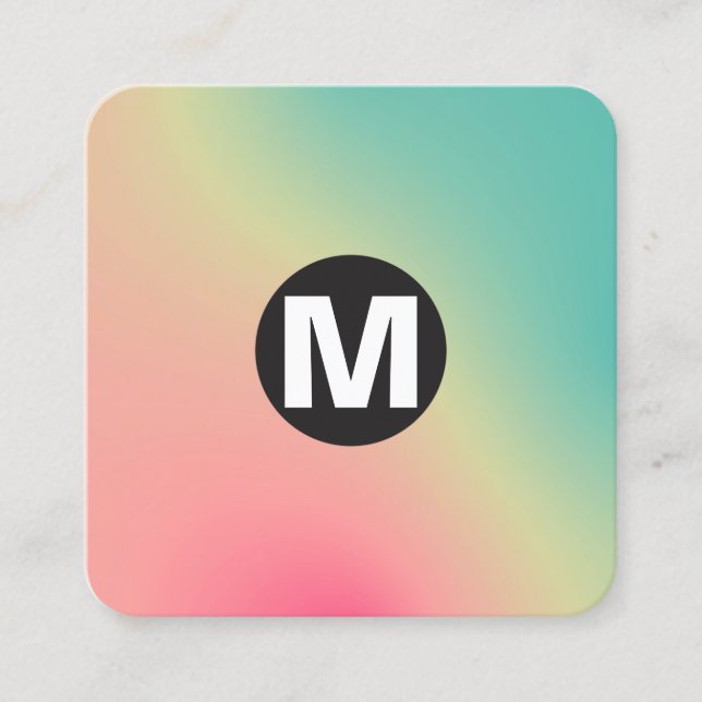 Tarjeta De Visita Cuadrada Monograma de punto circular - Gradientes blandos B (Anverso)