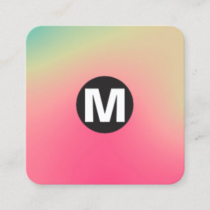 Tarjeta De Visita Cuadrada Monograma de punto circular - Gradientes blandos B