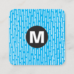 Tarjeta De Visita Cuadrada Monograma de punto circular - Líneas - Azul #00B0E