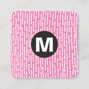 Tarjeta De Visita Cuadrada Monograma de punto circular - Líneas - Rosa