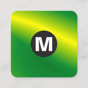 Tarjeta De Visita Cuadrada Monograma de Punto Circular - Ola Verde