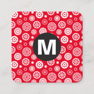 Tarjeta De Visita Cuadrada Monograma de punto circular - Patrón de engranajes