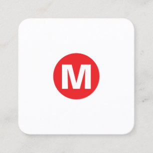 Tarjeta De Visita Cuadrada Monograma de punto circular - rojo