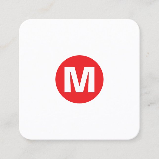 Tarjeta De Visita Cuadrada Monograma de punto circular - rojo (Anverso)